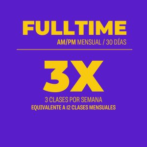Plan Mensual AM/PM 30 días 12 clases 3 veces por semana