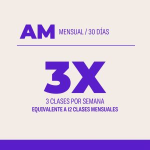 Plan Mensual AM 06:00-13:00 30 días 12 clases 3 veces por semana